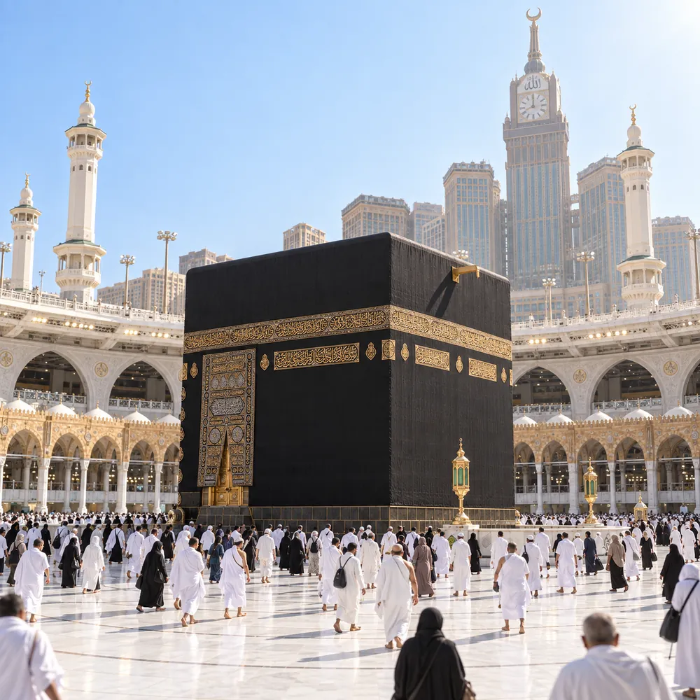 Mescid-i Haram avlusunda Kâbe